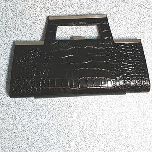 NWOT Small, brown, faux alligator print purse